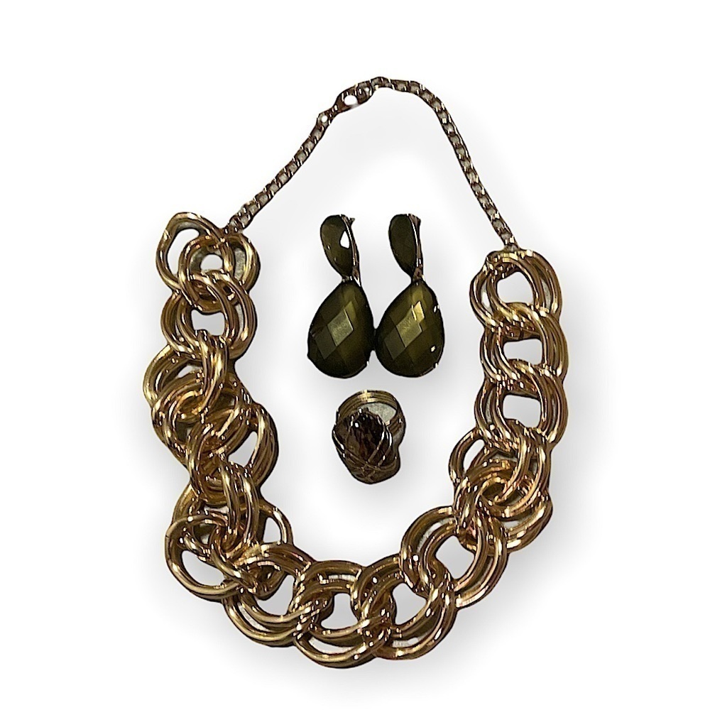NY necklace with earrings and ring set